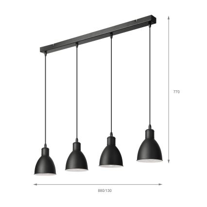 Brilagi - Lustre LED sur câble RIDDY 4xE27/60W/230V noir