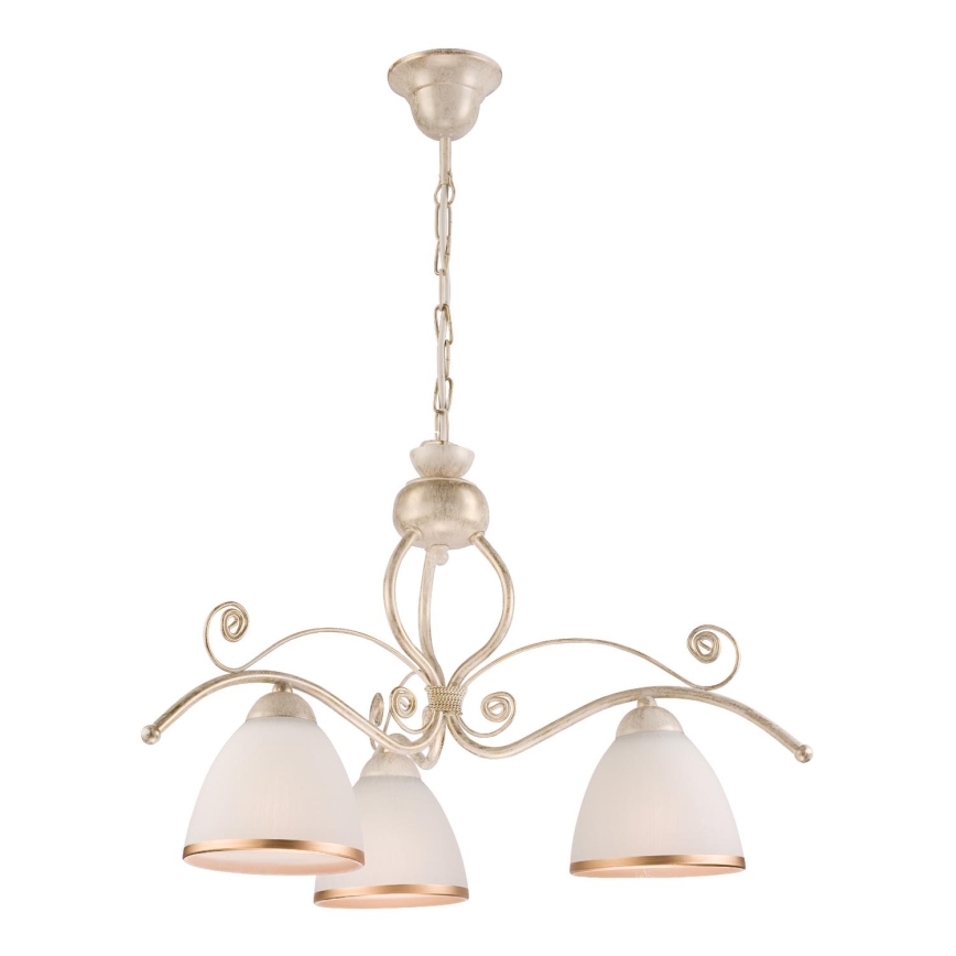 Brilagi - Lustre LED sur chaîne ANTICO 3xE27/60W/230V 3000K patine blanche