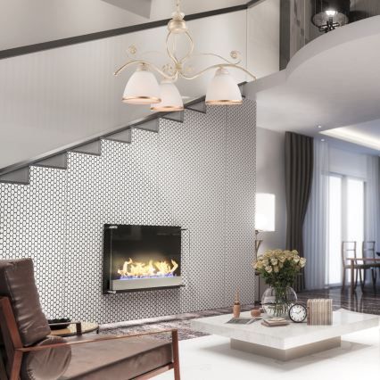 Brilagi - Lustre LED sur chaîne ANTICO 3xE27/60W/230V 3000K patine blanche