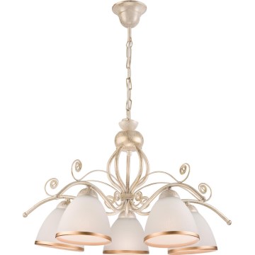 Brilagi - Lustre LED sur chaîne ANTICO 5xE27/60W/230V 3000K patine blanche