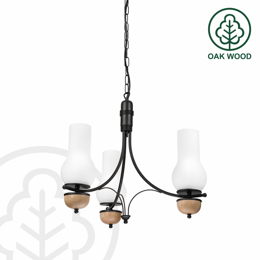 Brilagi - Lustre LED sur chaîne COTTAGE 3xE14/40W/230V chêne/noir/blanc