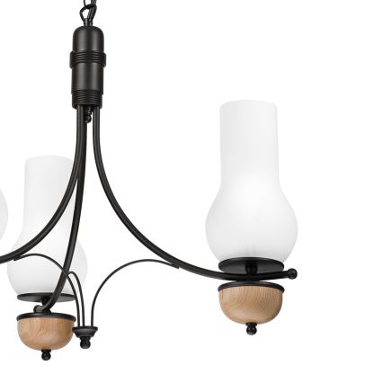 Brilagi - Lustre LED sur chaîne COTTAGE 3xE14/40W/230V chêne/noir/blanc