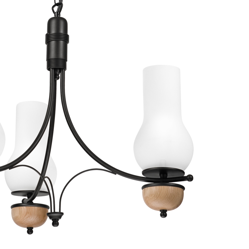 Brilagi - Lustre LED sur chaîne COTTAGE 3xE14/40W/230V chêne/noir/blanc