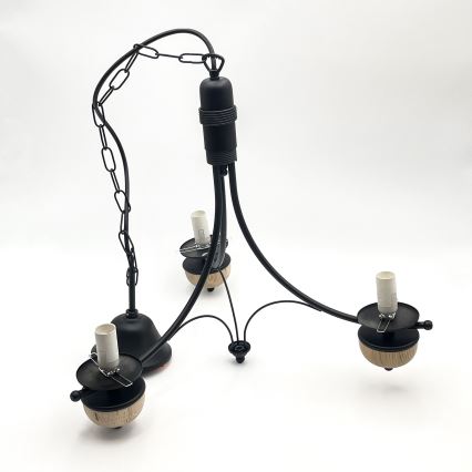Brilagi - Lustre LED sur chaîne COTTAGE 3xE14/40W/230V chêne/noir/blanc