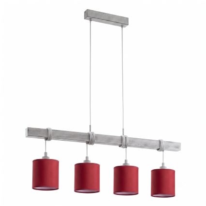 Brilagi - Lustre LED suspendu par câble NUBILA 4xE27/60W/230V gris/rouge pompéien