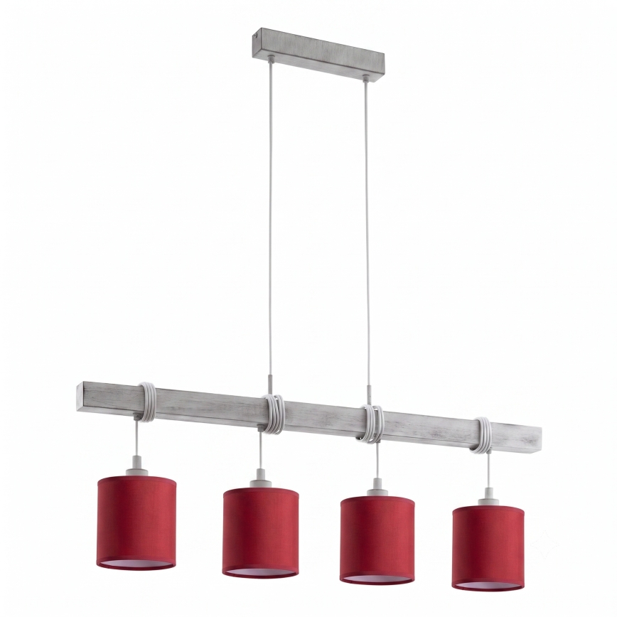 Brilagi - Lustre LED suspendu par câble NUBILA 4xE27/60W/230V gris/rouge pompéien