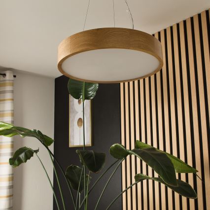 Brilagi - Lustre LED suspendu sur câble CARVALHO 3xE27/15W/230V chêne diam. 47,5 cm