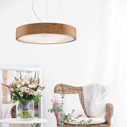 Brilagi - Lustre LED suspendu sur câble CARVALHO 3xE27/15W/230V chêne diam. 47,5 cm