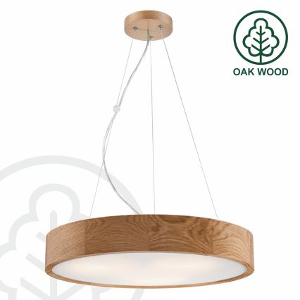 Brilagi - Lustre LED suspendu sur câble CARVALHO 3xE27/15W/230V chêne diam. 47,5 cm