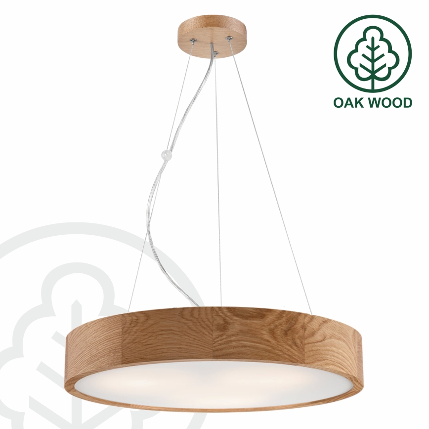 Brilagi - Lustre LED suspendu sur câble CARVALHO 3xE27/15W/230V chêne diam. 47,5 cm