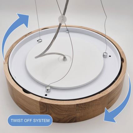 Brilagi - Lustre LED suspendu sur câble CARVALHO 3xE27/15W/230V chêne diam. 47,5 cm