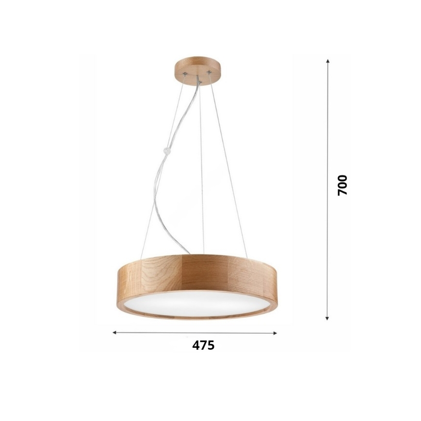 Brilagi - Lustre LED suspendu sur câble CARVALHO 3xE27/15W/230V chêne diam. 47,5 cm