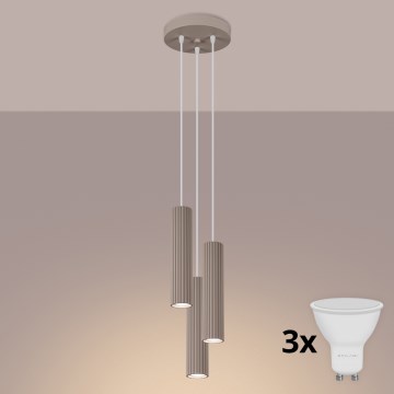 Brilagi - Lustre LED suspendu sur câble CRESTO 3xGU10/10W/230V taupe