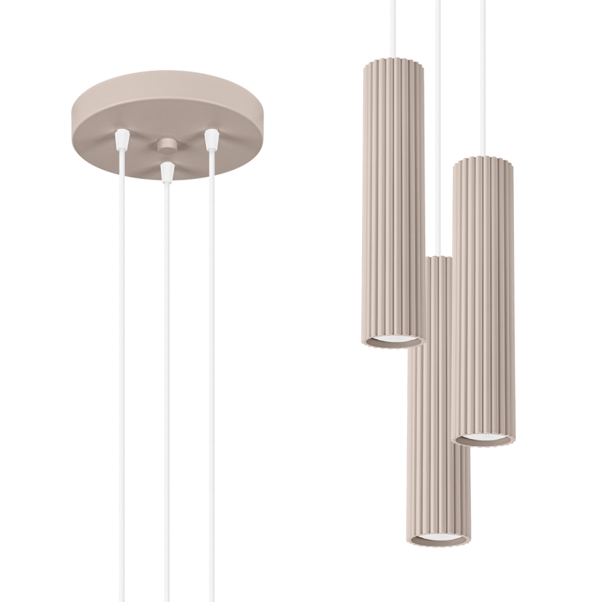 Brilagi - Lustre LED suspendu sur câble CRESTO 3xGU10/10W/230V taupe