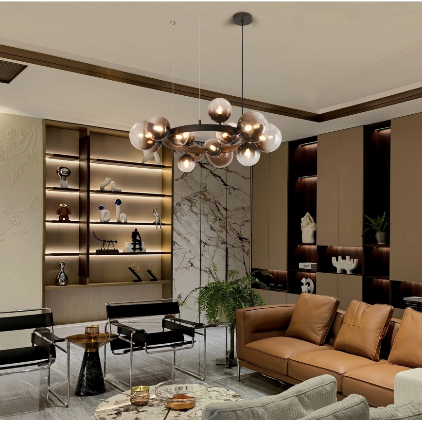 Brilagi - Lustre LED suspendu sur câble MILLA 15xG9/3W/230V marron / marron fumé