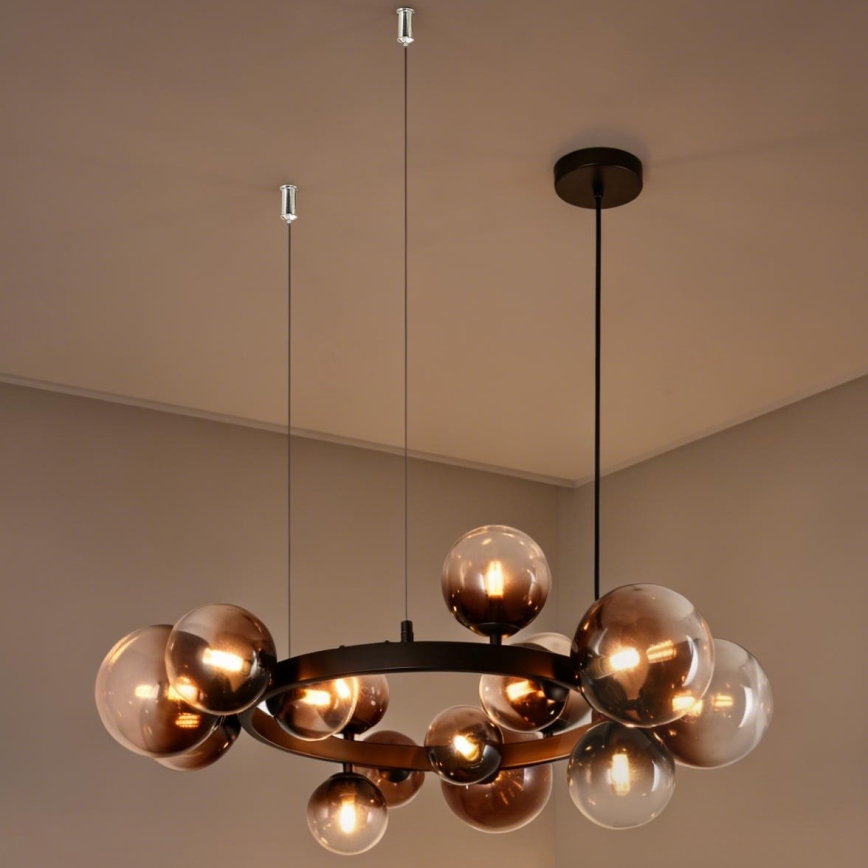 Brilagi - Lustre LED suspendu sur câble MILLA 15xG9/3W/230V marron / marron fumé