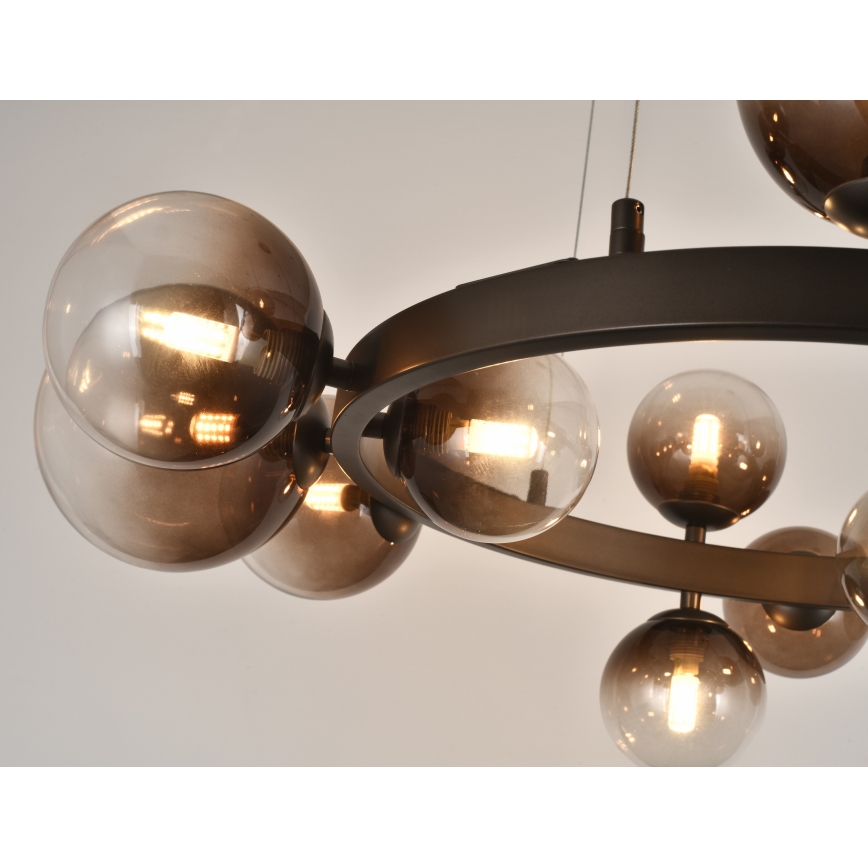 Brilagi - Lustre LED suspendu sur câble MILLA 15xG9/3W/230V marron / marron fumé