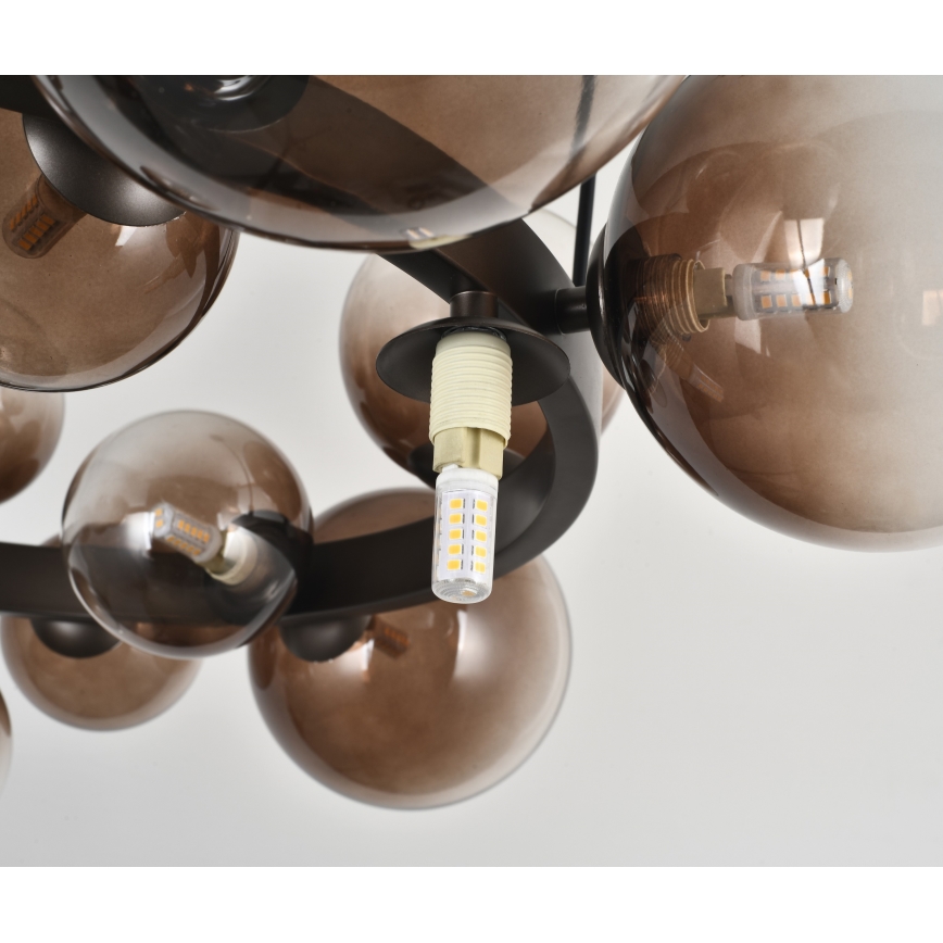 Brilagi - Lustre LED suspendu sur câble MILLA 15xG9/3W/230V marron / marron fumé