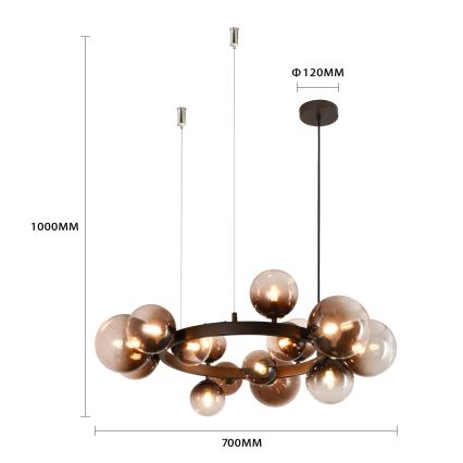 Brilagi - Lustre LED suspendu sur câble MILLA 15xG9/3W/230V marron / marron fumé