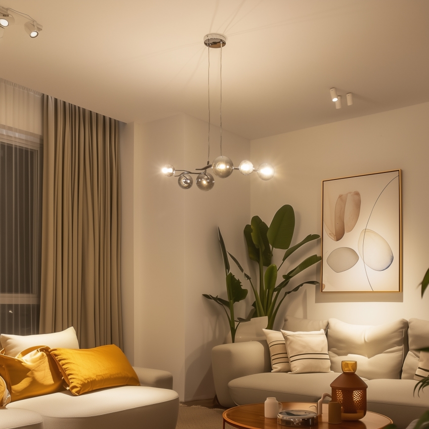 Brilagi - Lustre LED suspendu sur câble MISTEL 6xG9/3W/230V noir chromé/verre fumé