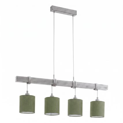 Brilagi - Lustre LED suspendu sur câble NUBILA 4xE27/60W/230V gris/vert