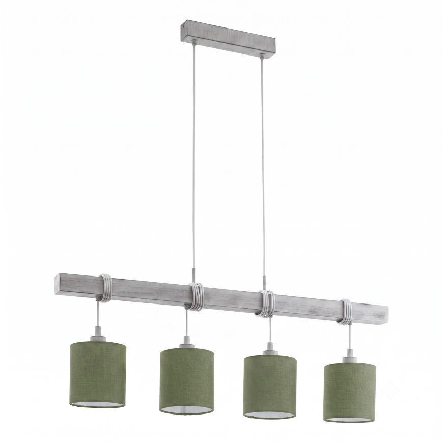 Brilagi - Lustre LED suspendu sur câble NUBILA 4xE27/60W/230V gris/vert