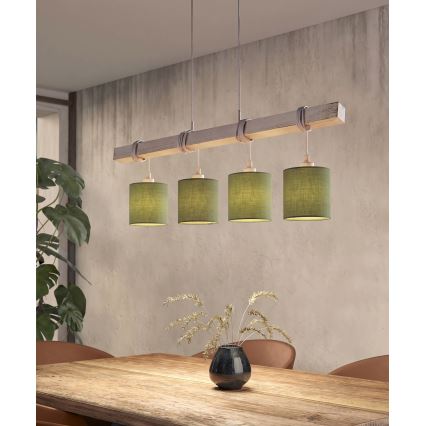 Brilagi - Lustre LED suspendu sur câble NUBILA 4xE27/60W/230V gris/vert