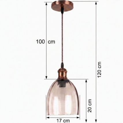 Brilagi - Suspension LED sur câble RETRO GLASS 1xE27/60W/230V Ø 17 cm cuivré / beige fumé