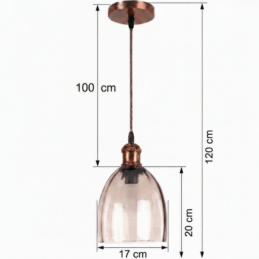 Brilagi - Suspension LED sur câble RETRO GLASS 1xE27/60W/230V Ø 17 cm cuivré / beige fumé