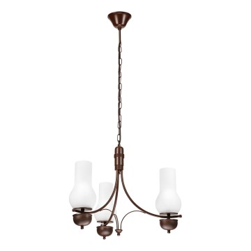 Brilagi - Lustre LED suspendu sur chaîne COTTAGE 3xE14/40W/230V hêtre/marron/blanc