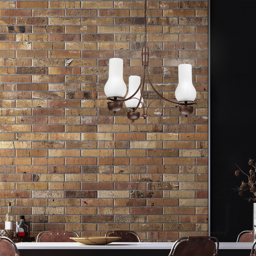 Brilagi - Lustre LED suspendu sur chaîne COTTAGE 3xE14/40W/230V hêtre/marron/blanc
