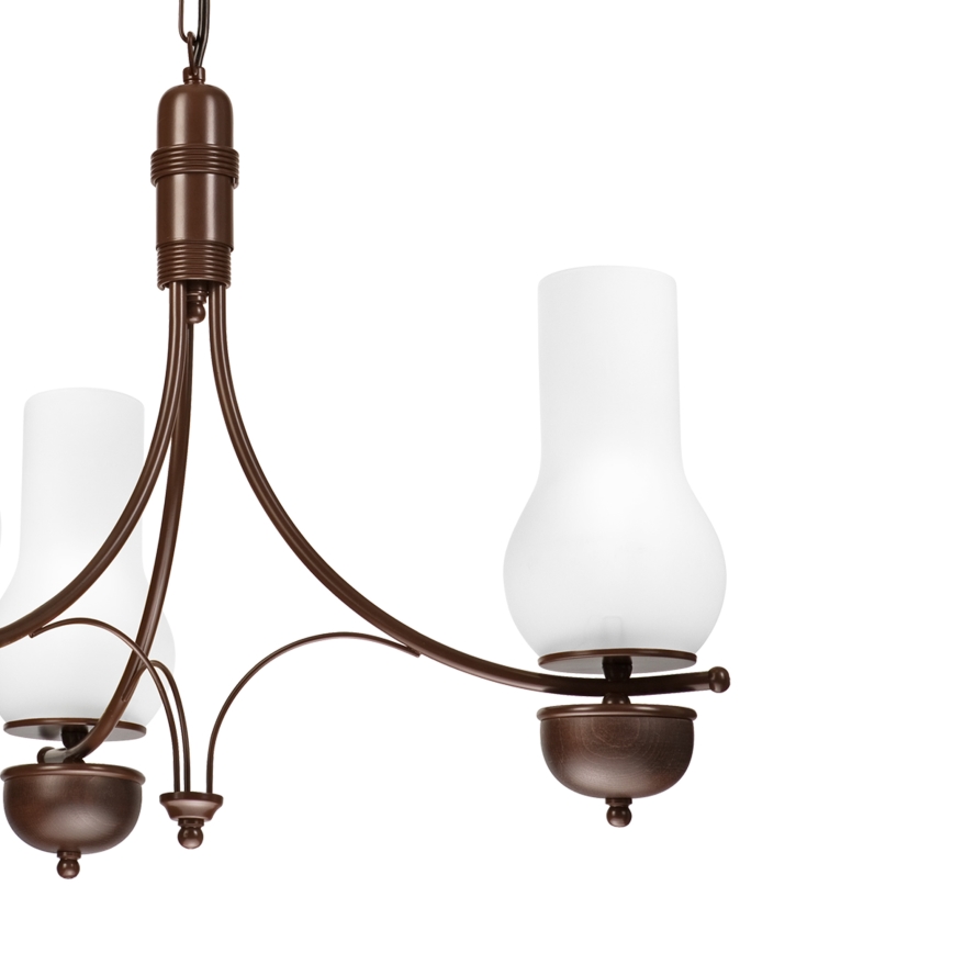 Brilagi - Lustre LED suspendu sur chaîne COTTAGE 3xE14/40W/230V hêtre/marron/blanc