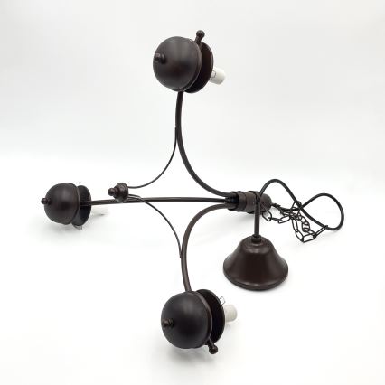 Brilagi - Lustre LED suspendu sur chaîne COTTAGE 3xE14/40W/230V hêtre/marron/blanc