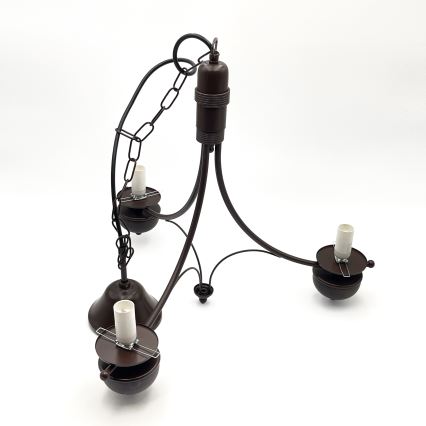 Brilagi - Lustre LED suspendu sur chaîne COTTAGE 3xE14/40W/230V hêtre/marron/blanc
