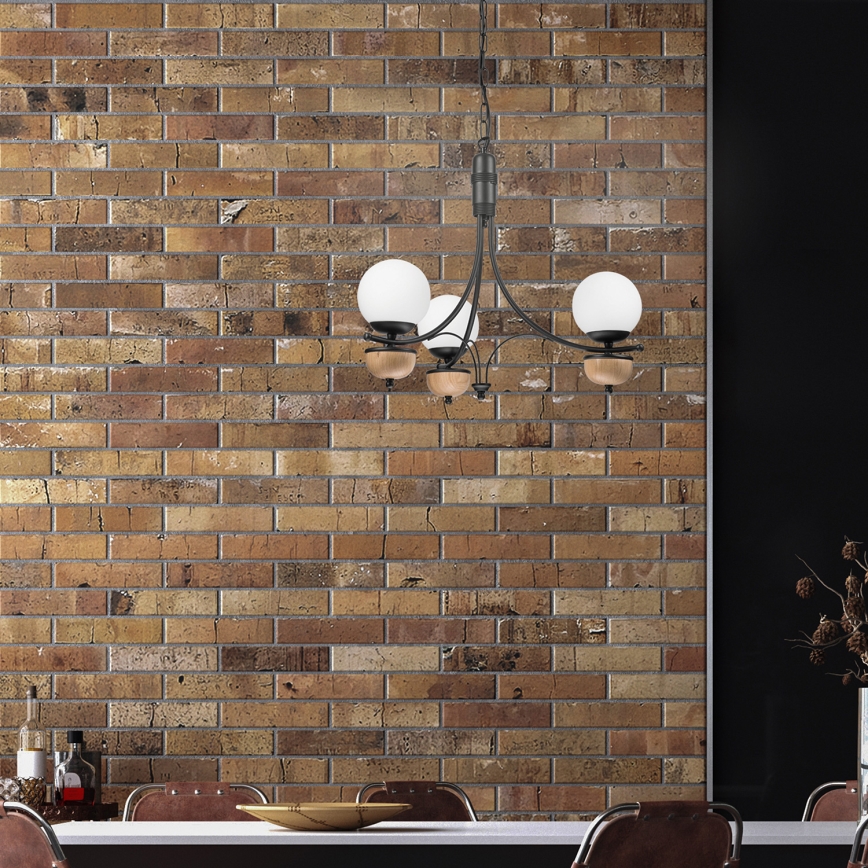 BRILAGI - Lustre LED suspendu sur chaîne COTTAGE 3xG9/40W/230V chêne/blanc