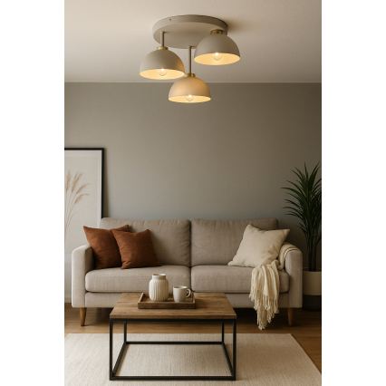 Brilagi - Lustre monté en surface 3xE27/60W/230V beige/doré