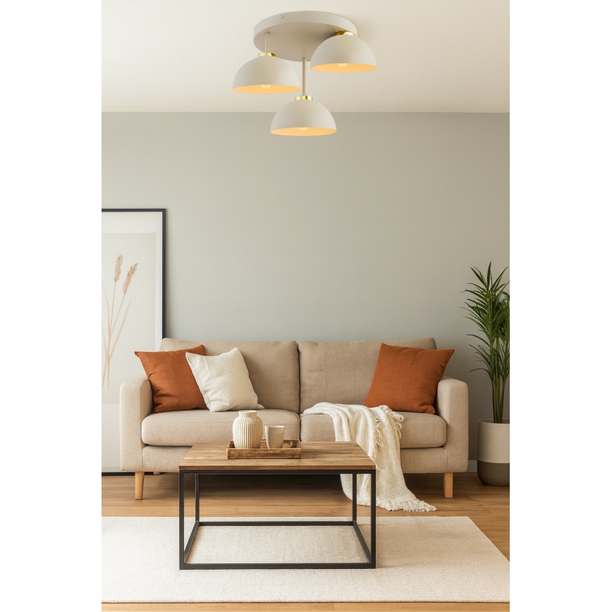 Brilagi - Lustre monté en surface 3xE27/60W/230V beige/doré