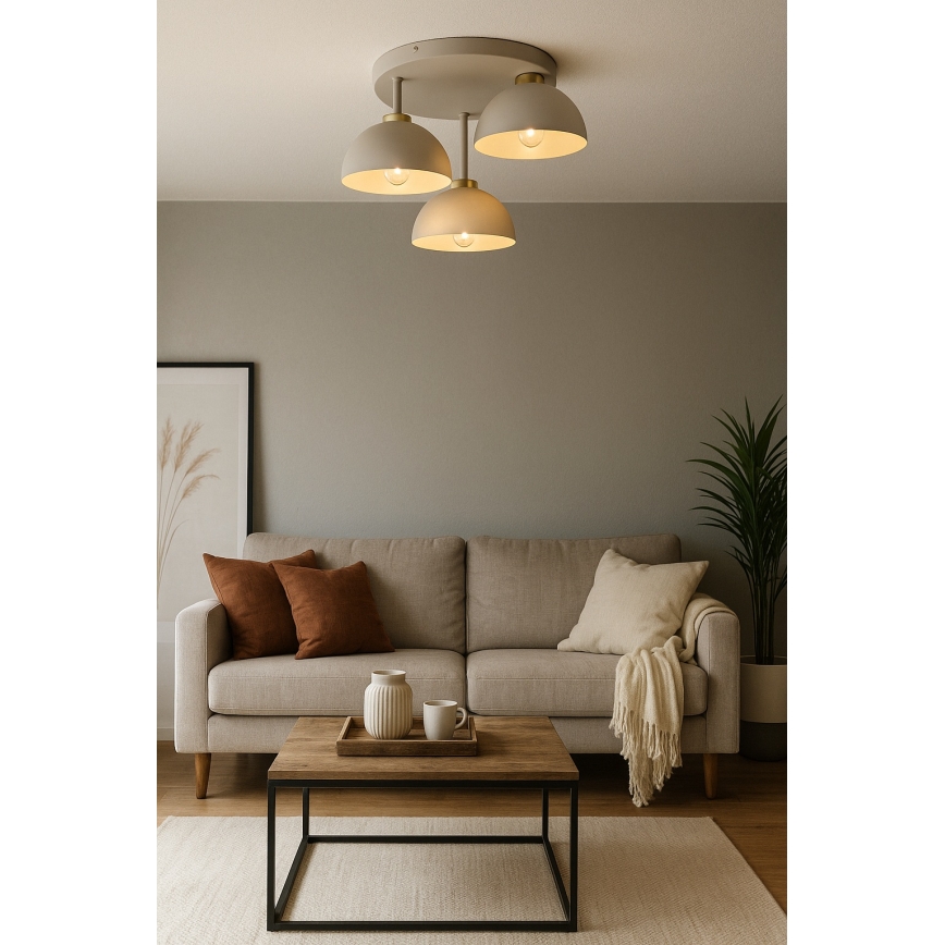 Brilagi - Lustre monté en surface MOON 3xE27/60W/230V beige/doré