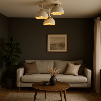 Brilagi - Lustre monté en surface MOON 3xE27/60W/230V beige/doré