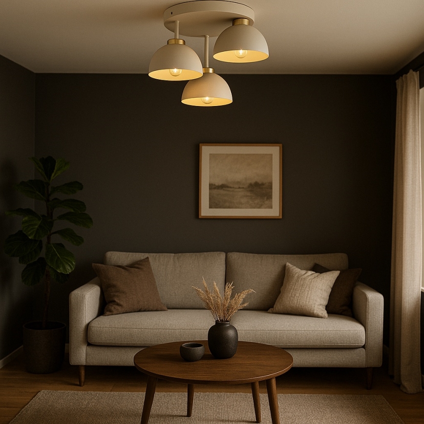 Brilagi - Lustre monté en surface MOON 3xE27/60W/230V beige/doré