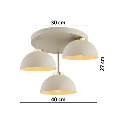 Brilagi - Lustre monté en surface MOON 3xE27/60W/230V beige/doré