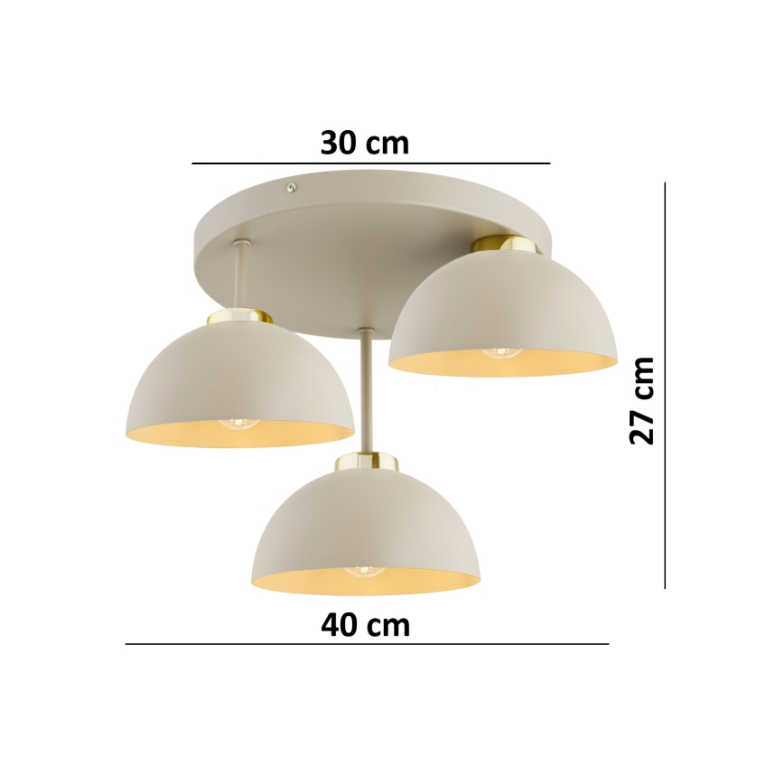 Brilagi - Lustre monté en surface MOON 3xE27/60W/230V beige/doré