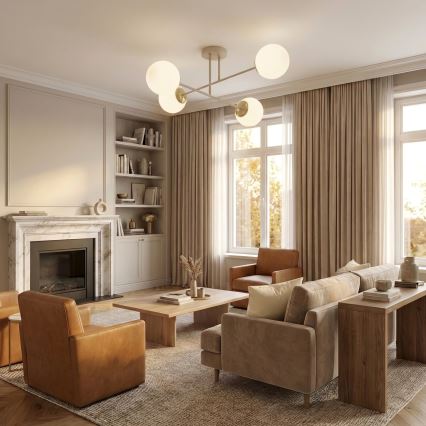 Brilagi - Lustre plafonnier 4xE27/60W/230V beige/doré