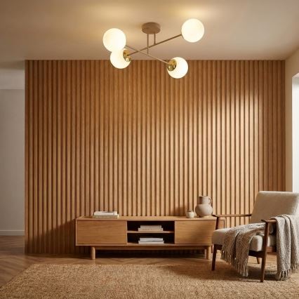 Brilagi - Lustre plafonnier 4xE27/60W/230V beige/doré