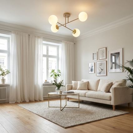 Brilagi - Lustre plafonnier 4xE27/60W/230V beige/doré