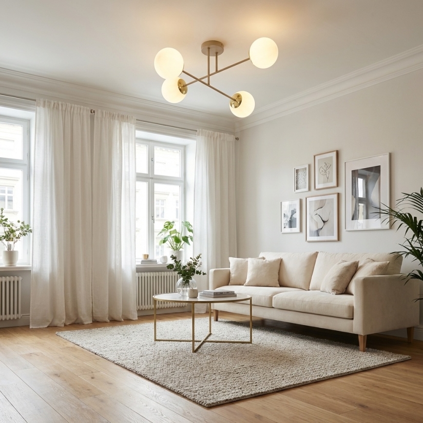 Brilagi - Lustre plafonnier 4xE27/60W/230V beige/doré