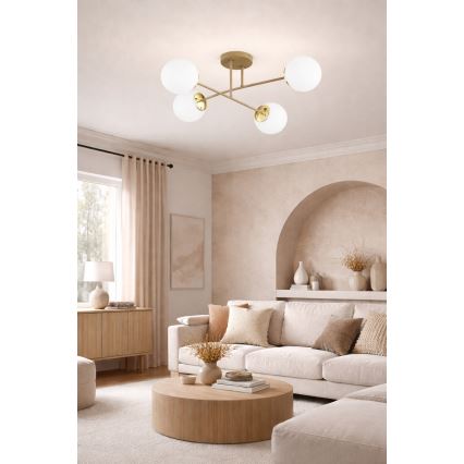 Brilagi - Lustre plafonnier 4xE27/60W/230V beige/doré