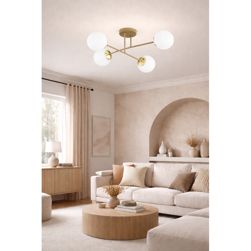 Brilagi - Lustre plafonnier 4xE27/60W/230V beige/doré