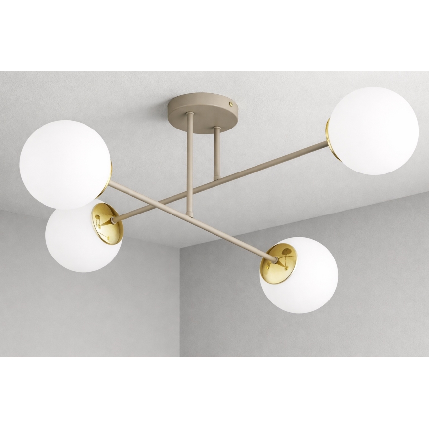 Brilagi - Lustre plafonnier 4xE27/60W/230V beige/doré