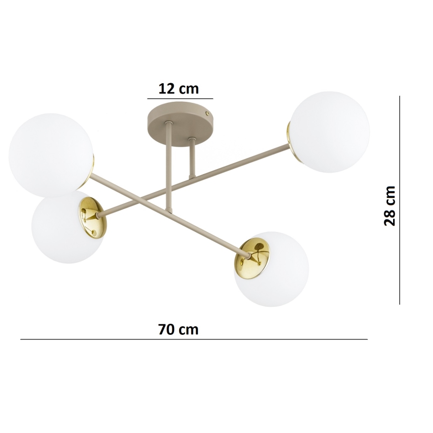Brilagi - Lustre plafonnier 4xE27/60W/230V beige/doré